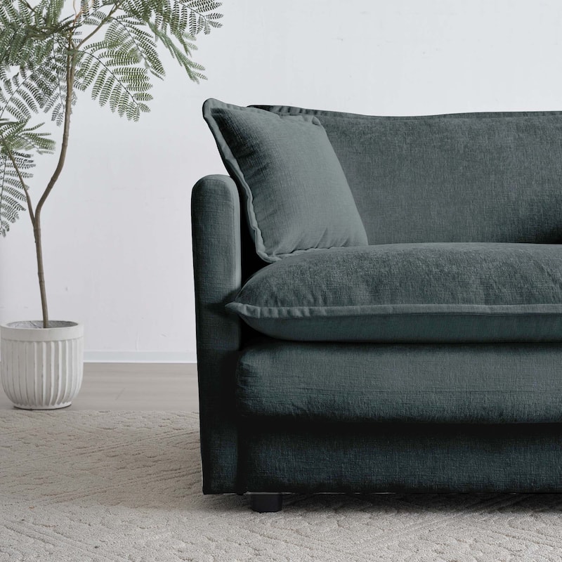 Oversized Chenille Single Sofa Chair, Lounge Accent Chair with 1 Toss Pillow, Comfy Upholstered Reading Armchair