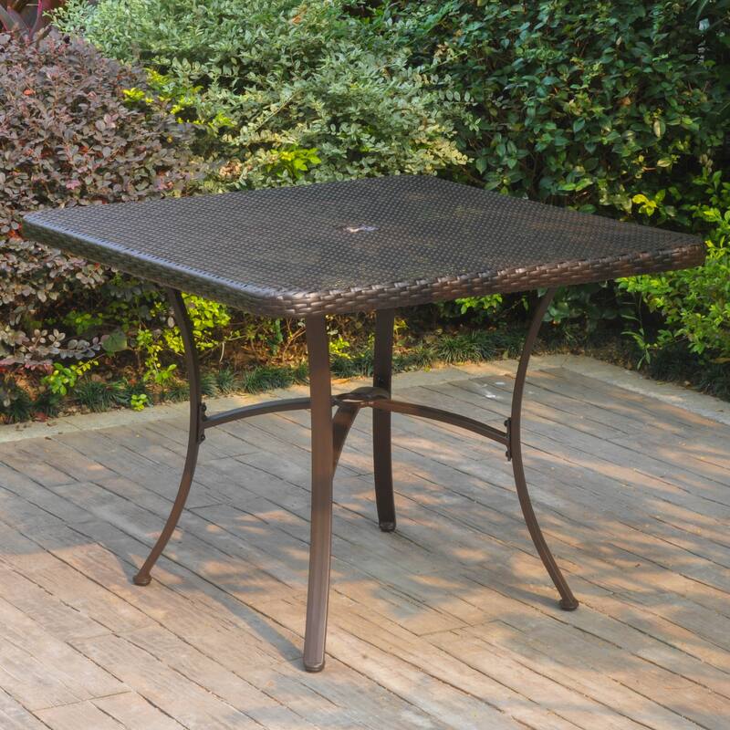 International Caravan Barcelona Resin Wicker/Aluminum 39-inch Square Outdoor Dining Table - Chocolate