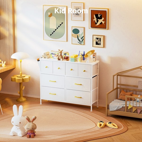 White Dresser for Bedroom with 8 Drawers 50 inch Dresser TV Stand for Dorm  Living Room Gold Handle 1 Side Pockets and 2 Hooks - On Sale - Bed Bath &  Beyond - 41250489