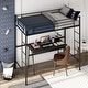 preview thumbnail 6 of 7, Twin Size Space-saving Metal Loft Bed with Full-Length Guardrail and 2 Ladders-Black - Black