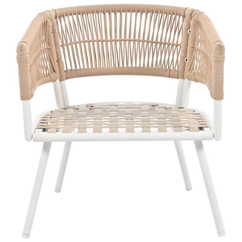 4 Piece Patio Furniture Set, Patio Conversation Set with Acacia Wood Table, 2 Chairs and 1 Loveseat Sofa with Thick Cushion