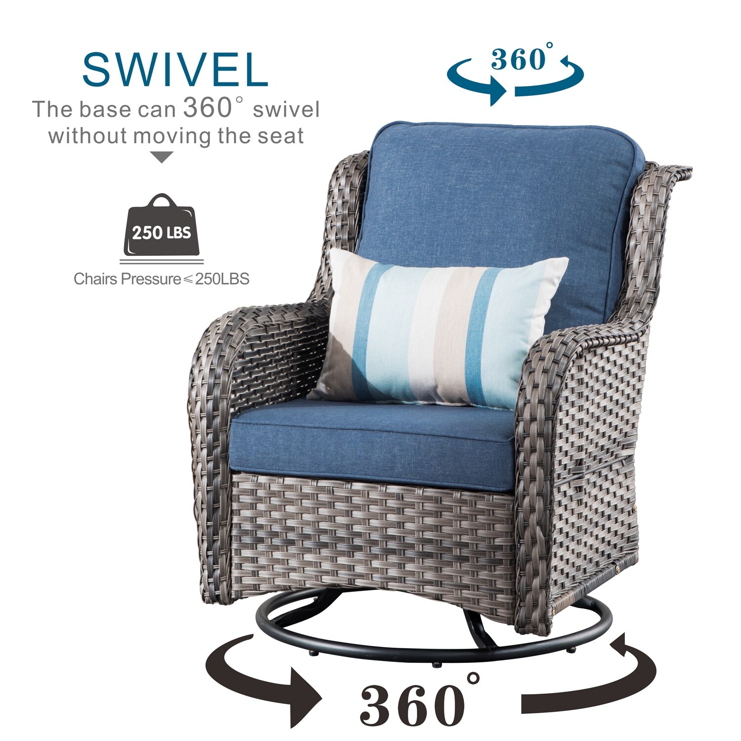 Ulax furniture patio wicker swivel glider sales chair outdoor cushioned rattan rocker rocking chair