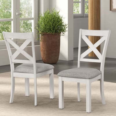 Furniture of America Hesnly Farmhouse Rustic White Oak Wood X-Back Side Chair (Set of 2)