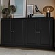 preview thumbnail 3 of 75, 100% Solid Wood Sideboard with Glass or Solid Wood Doors by Palace Imports - 64" x 35.75" Black - Solid