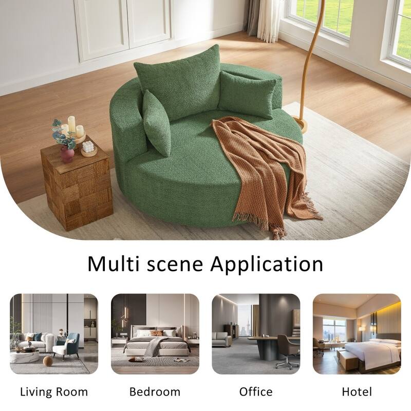 Modern 360° Swivel Round Sofa Chair with 3 Removable Pillows for Living Room