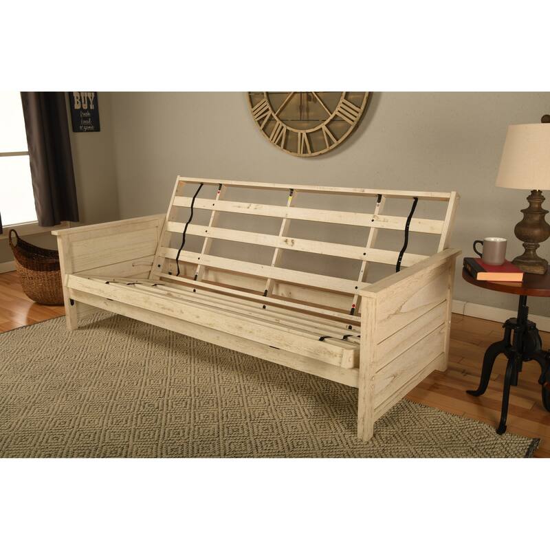 Somette Lexington Full-size Futon Set in Weathered White Finish with Mattress
