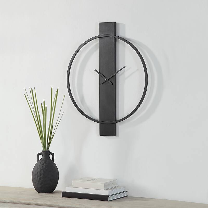 Renwil Romane Indoor Iron Wall Clock, Matte Black