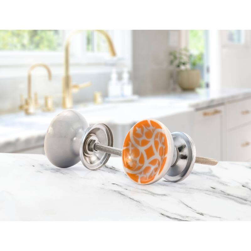 Mascot Hardware Swirl Design 11/2 In. Orange Cupped Knob Bed