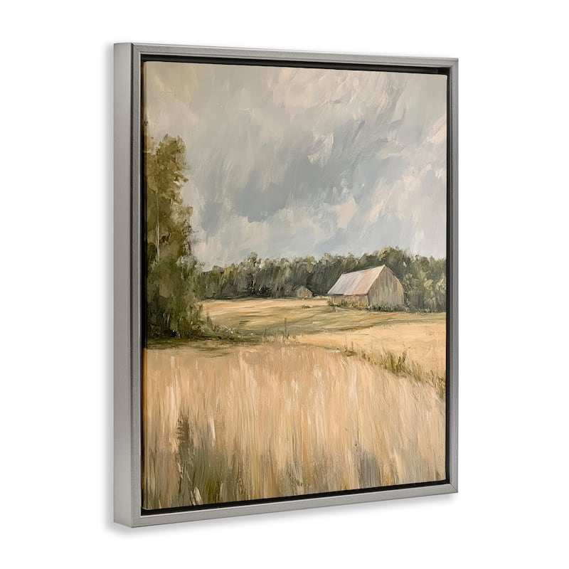 Stupell Natural Farm's Wispy Grasses Framed Floater Canvas Wall Art Design By Petal Prints Design