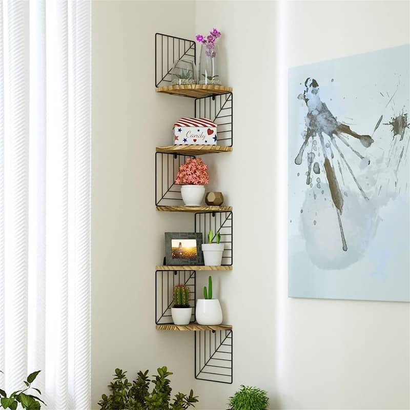 Corner Shelf Wall Mount of 5 Tier - 7.87"D x 7.87"W x 51.18"H