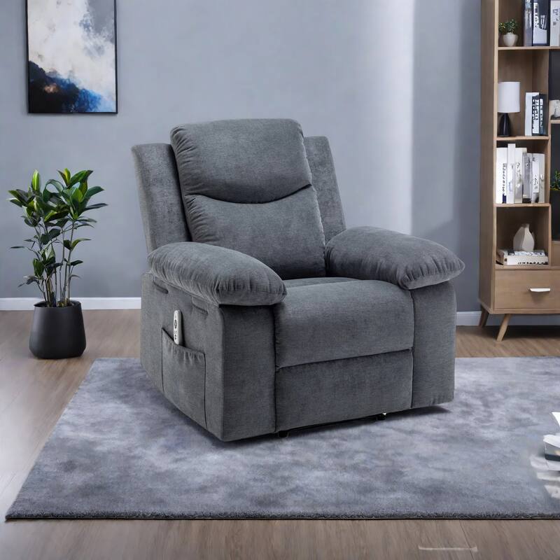 Velvet Power Recliner Chair with Massage and Heating System