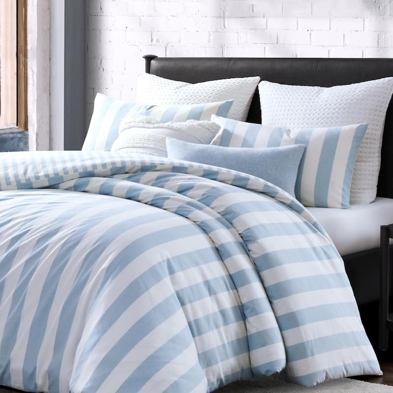 DKNY Reversible Stripe Vintage Washed Cotton Comforter Set