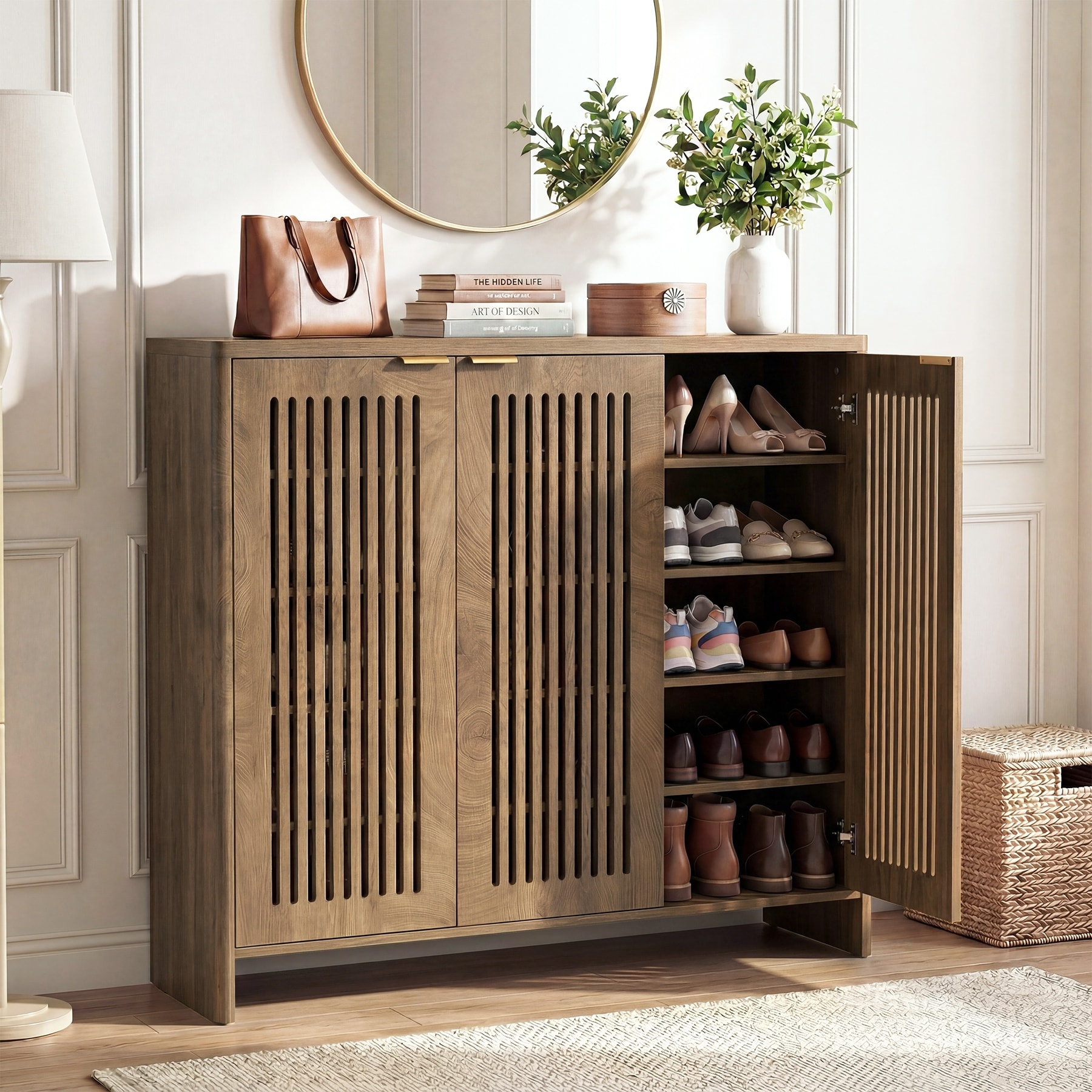 5-Tier Shoe Cabinet, 30 Pairs Shoe Storage Cabinet with Adjustable Shelves, Freestanding Shoe Rack for Entryway, Hallway