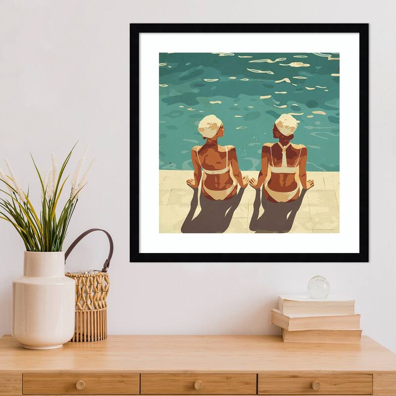 Peaceful and Poolside by Layla Oz Wood Framed Wall Art Print