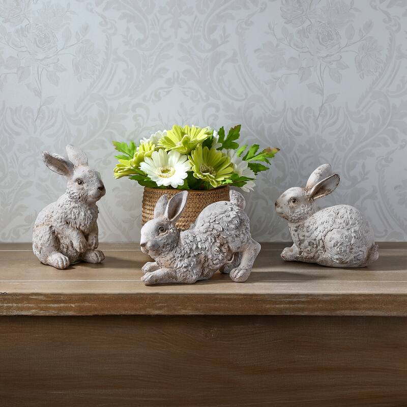 7" Resin Garden Bunny Set of 3