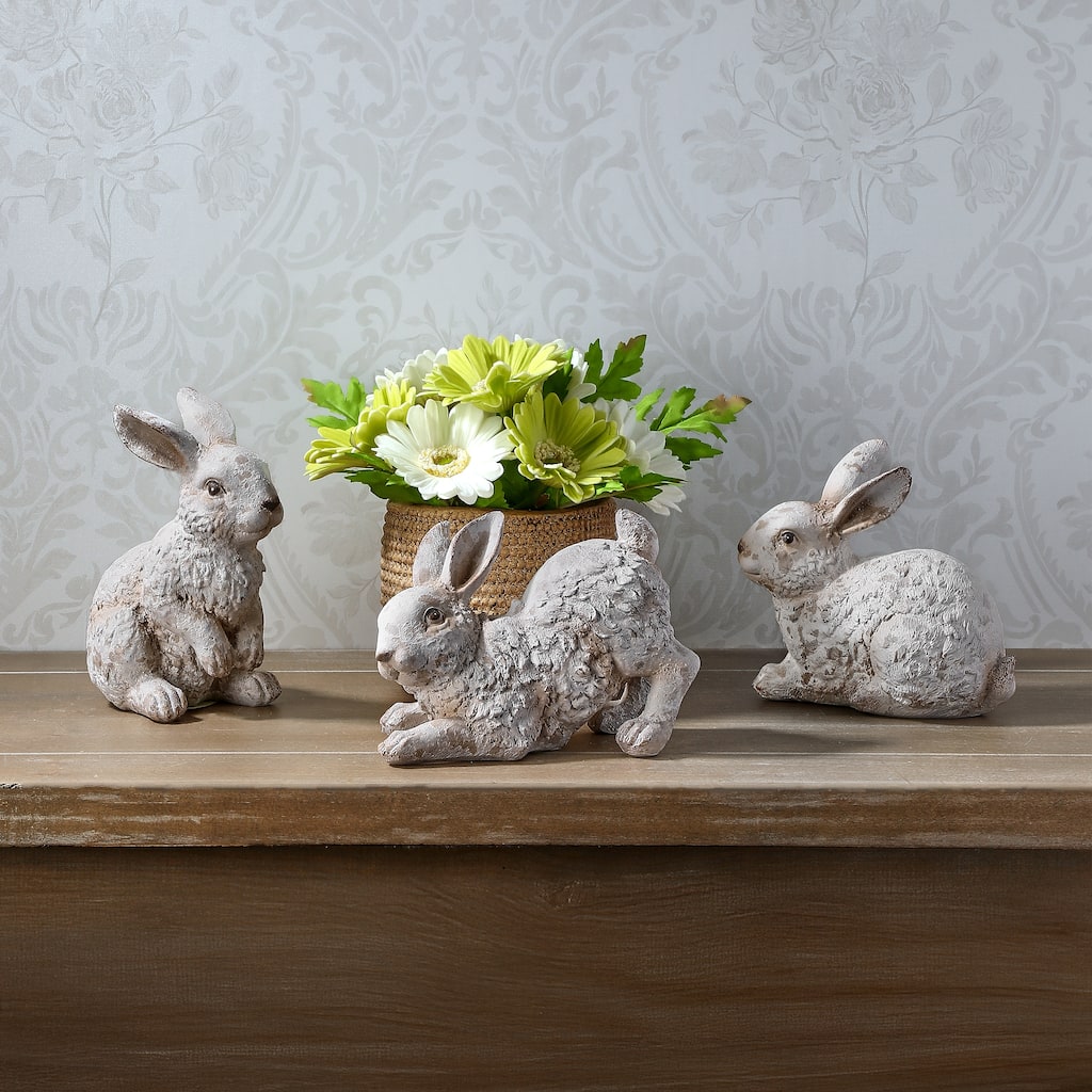 7" Resin Garden Bunny Set of 3