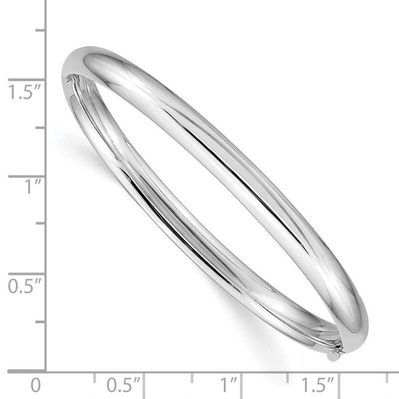 Curata 14k 3/16 White Gold Hollow Concave Polished Safety bar Hinged Baby Bangle Bracelet