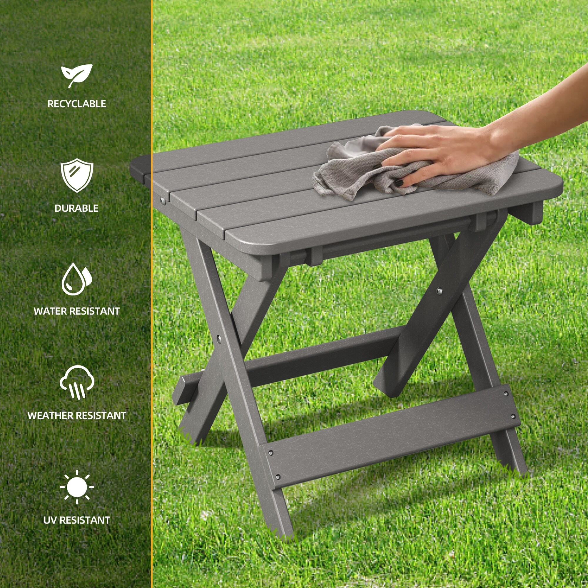 Outdoor Adirondack Foldable Side Table Patio End Table for