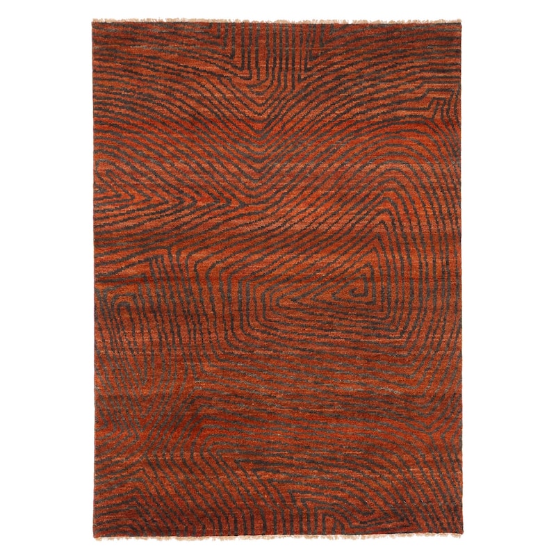 ECARPETGALLERY Hand-knotted Peshawar Ziegler Rust Wool Rug - 4'11 x 6'9