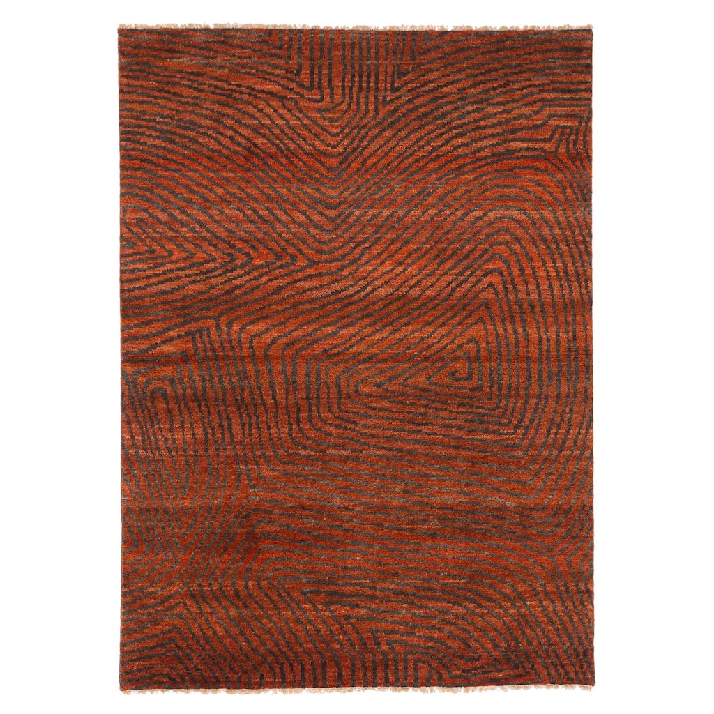 ECARPETGALLERY Hand-knotted Peshawar Ziegler Rust Wool Rug - 4'11 x 6'9