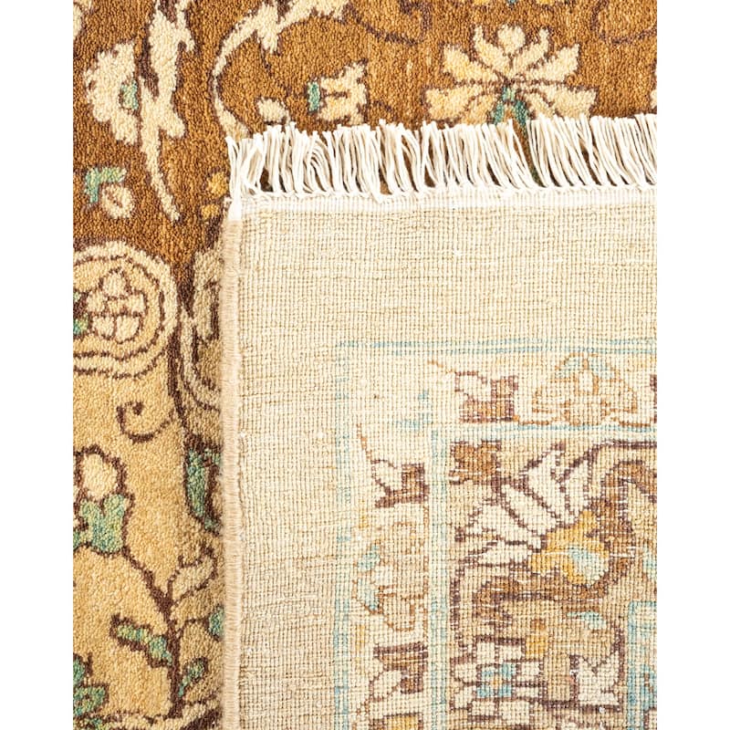 Overton Hand Knotted Wool Vintage Inspired Traditional Mogul Yellow Area Rug - 10' 3" x 14' 1"