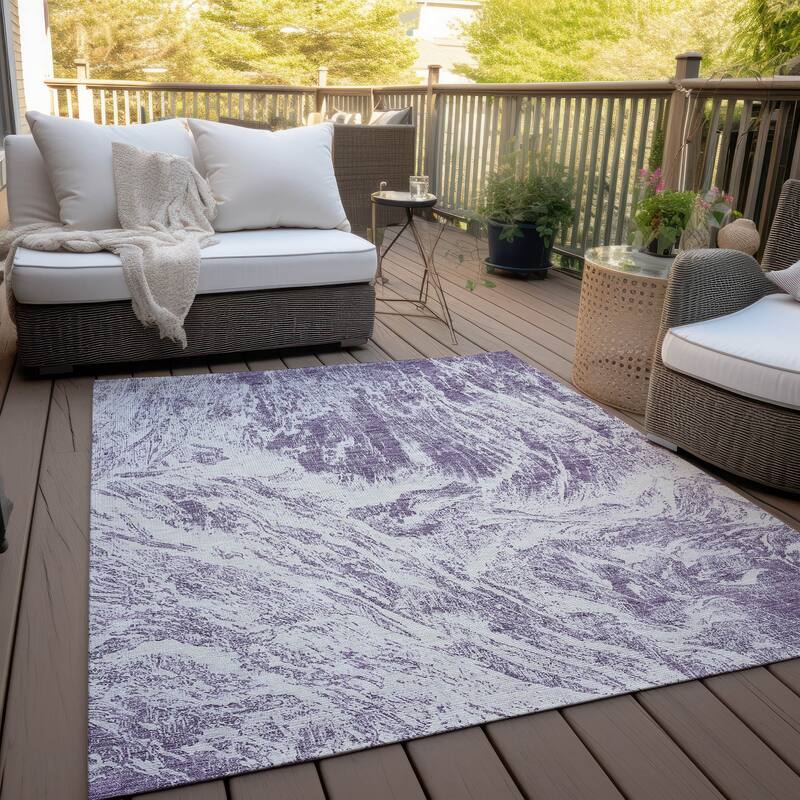Machine Washable Indoor/ Outdoor Modern Abstract Chantille Rug