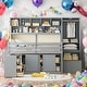 preview thumbnail 1 of 12, Modren Full Size Wooden Loft Bed With Big Storage and Under-bed Desk and Drawers and Shelves for Bedroom Grey