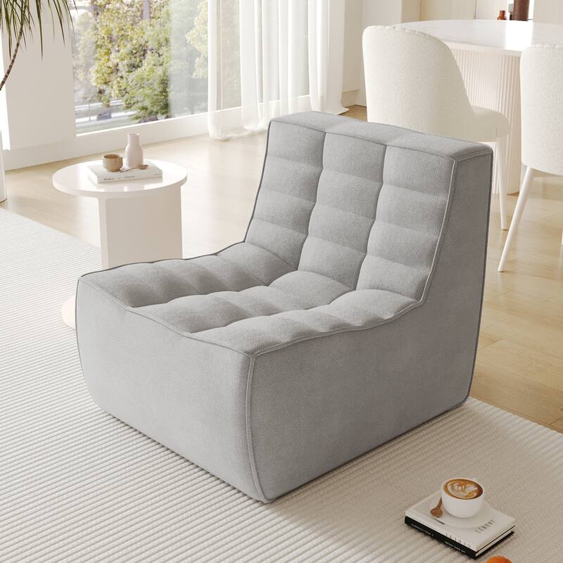 27.56'' Single Bean Bag Chair Lazy Floor Sofa Couch Fireside Chair - Grey