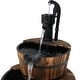 preview thumbnail 10 of 10, Rustic 2-Tier Wood Barrel w/ Pump Outdoor Water Fountain - 34-Inch
