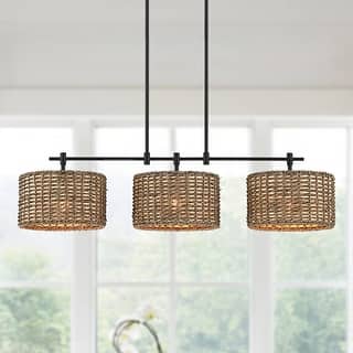 Sedgy 3-Light Black Farmhouse Kitchen Island Light Linear Chandelier - 41"W