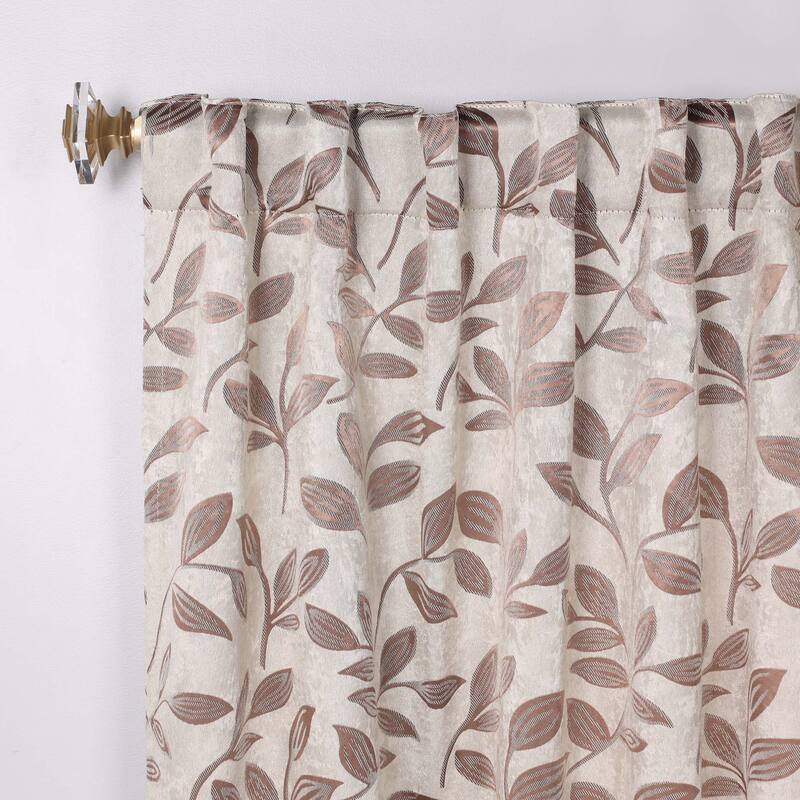 Superior Leaves Machine Washable Room Darkening Curtains with Back Tabs, Set of 2