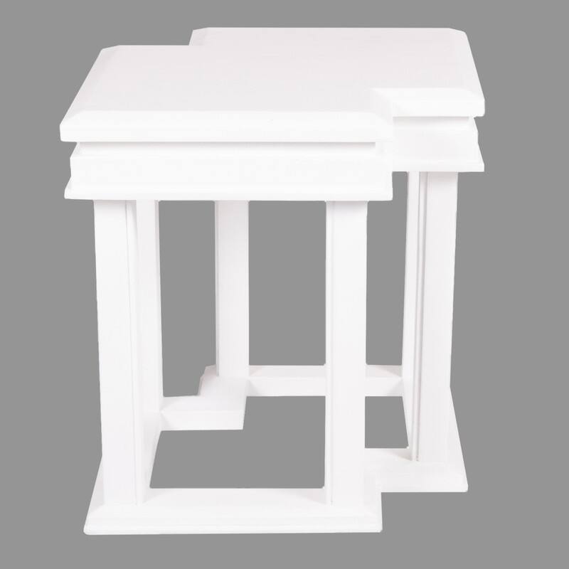 Handmade Double Diamond Accent Table (India) - 17" L x 18" W x 17" H - White