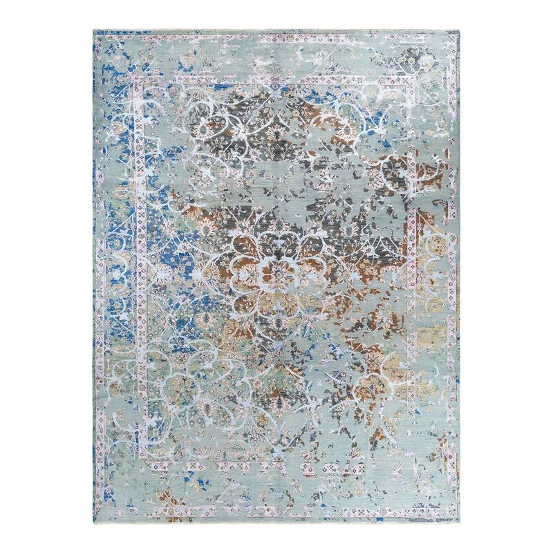 Ikat One-of-a-Kind Hand-Knotted Area Rug - Gray, 9' 1" x 11' 10" - 9' 1" x 11' 10"