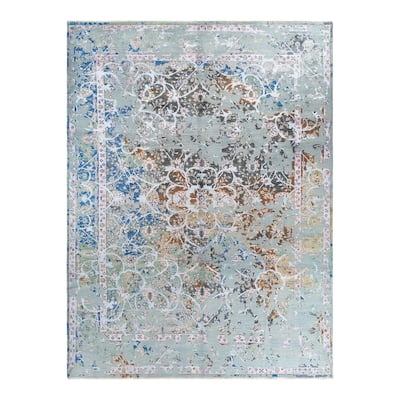 Ikat One-of-a-Kind Hand-Knotted Area Rug - Gray, 9' 1" x 11' 10" - 9' 1" x 11' 10"