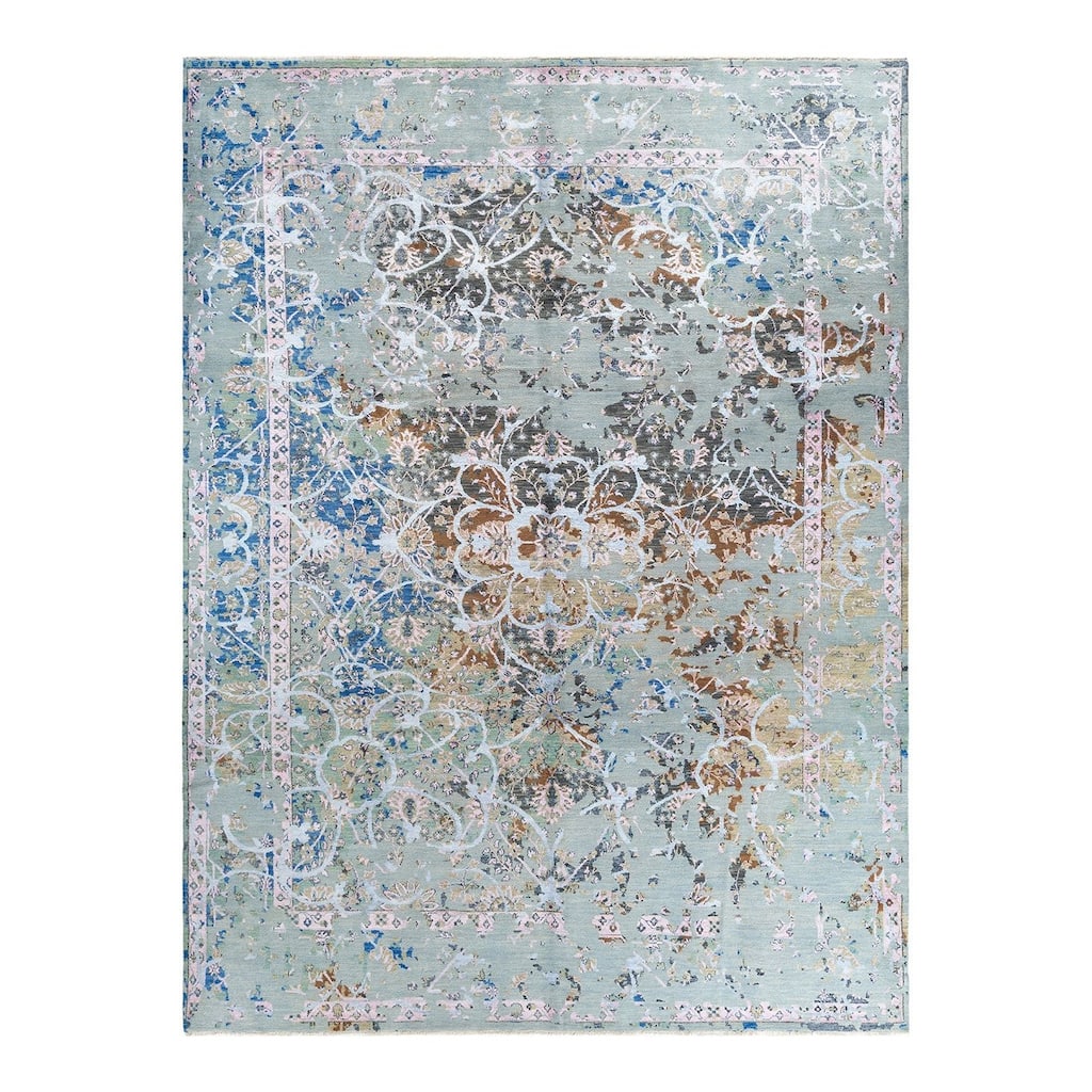 Ikat One-of-a-Kind Hand-Knotted Area Rug - Gray, 9' 1" x 11' 10" - 9' 1" x 11' 10"