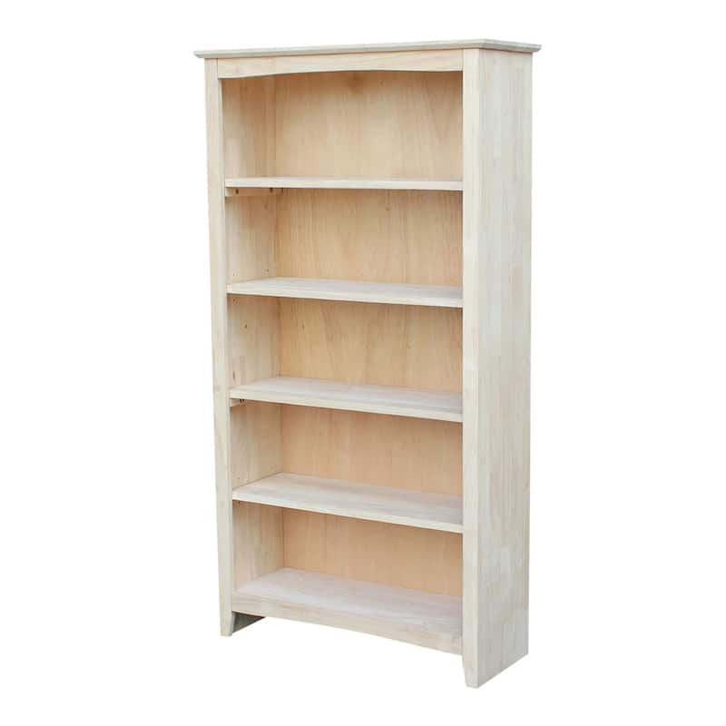 Shaker Solid Wood Bookcase - 60 Inch - Unfinished