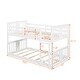 preview thumbnail 9 of 10, White Twin over Twin Solid Wood Bunk Bed with Ladder and Fence for Kids