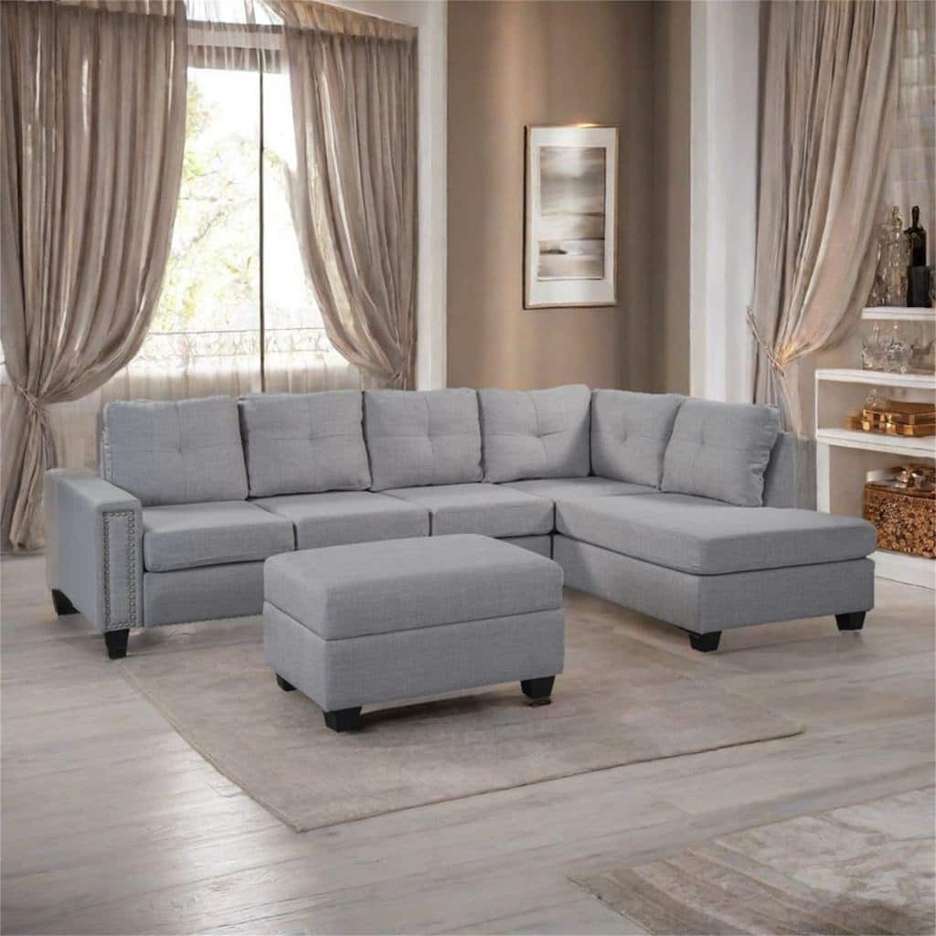 L-shape Sectional Sofa with Storage Ottoman