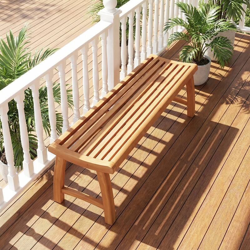 Gymax 2-Person Patio Garden Dining Bench w/Contoured Slatted Seat 800