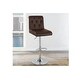 preview thumbnail 15 of 24, Adjustable Bar stool Faux Leather Tufted Chrome Base Set of 2 Espresso