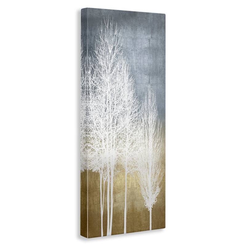 Stupell Tall Tree Line Bare White Trees over Abstract Pattern Canvas Wall Art - Brown
