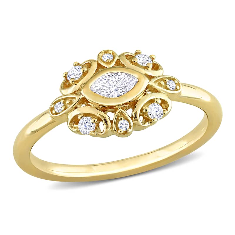 Miadora 1/4ct TW Diamond Cluster Ring in 14k Yellow Gold
