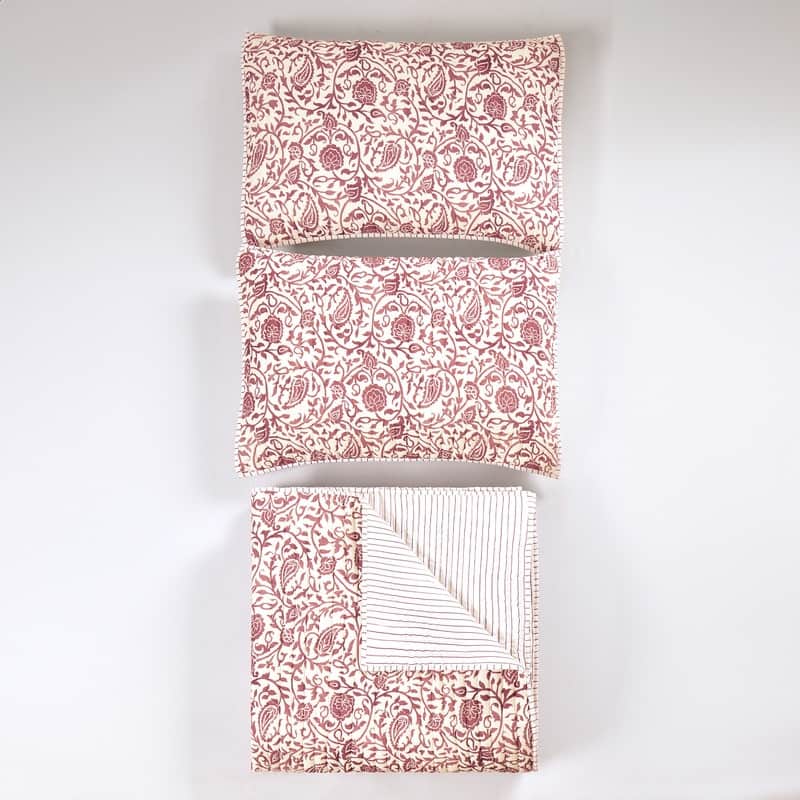 Eden Paisley Gauze 3-Piece Reversible Quilt Set