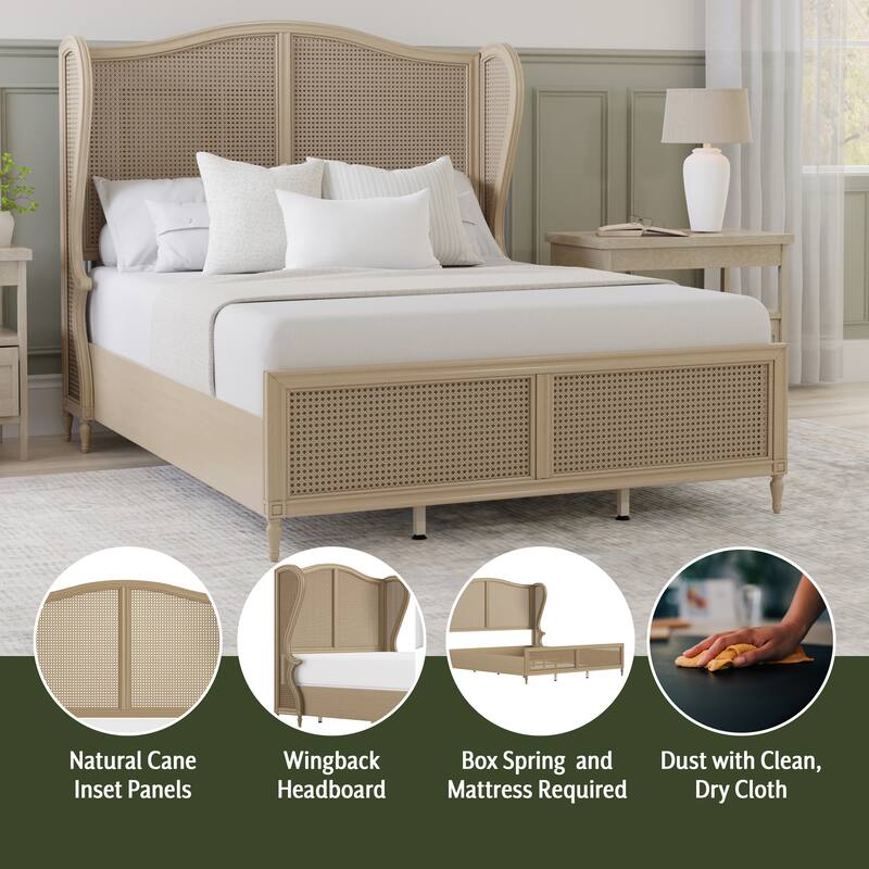 Hillsdale Furniture Sausalito Wingback Wood Cane Panel Bed