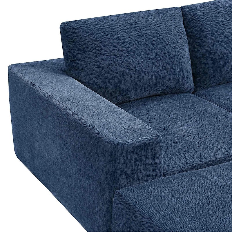 U-Shape Sectional Sofa, Double Extra Wide Chaise Lounge Couch, Luxury Chenille