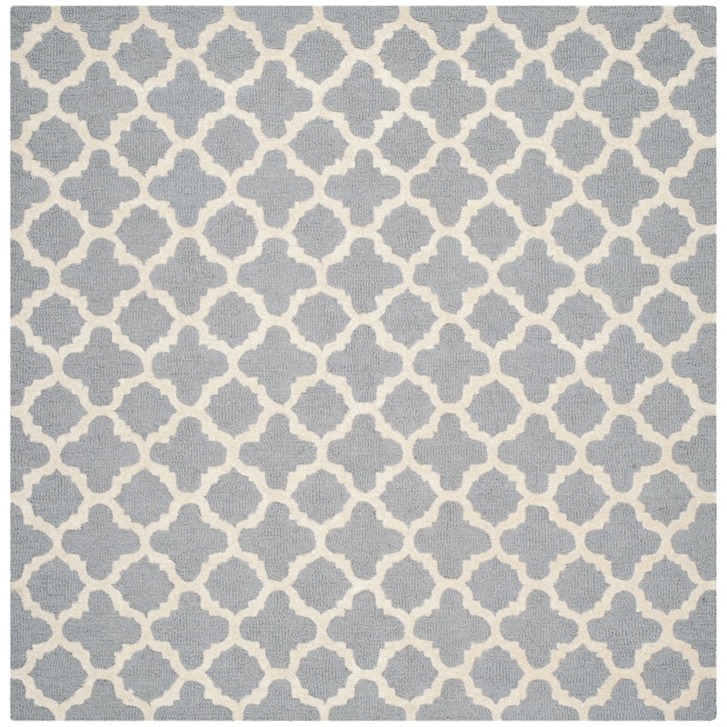 SAFAVIEH Handmade Cambridge Touria Modern Moroccan Wool Rug - 6' Square - Silver/Ivory