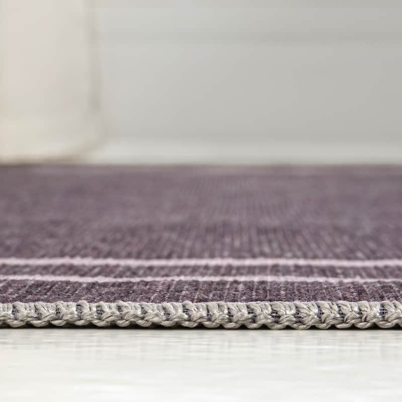 JONATHAN Y Ainsley Classic 2-Stripe Border Washable Area Rug