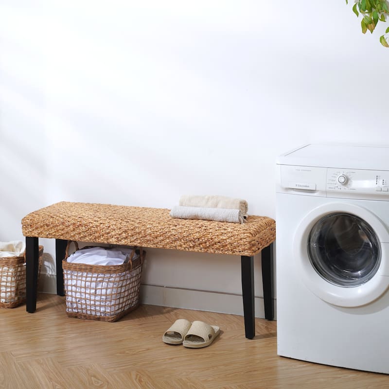 Made4Home Valencia Entryway Bench Water Hyacinth & Acacia Solid Wood