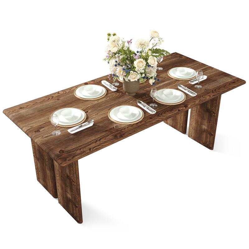 Solid Wood Dining Table, Large Rectangle Kitchen Table for Dining Room