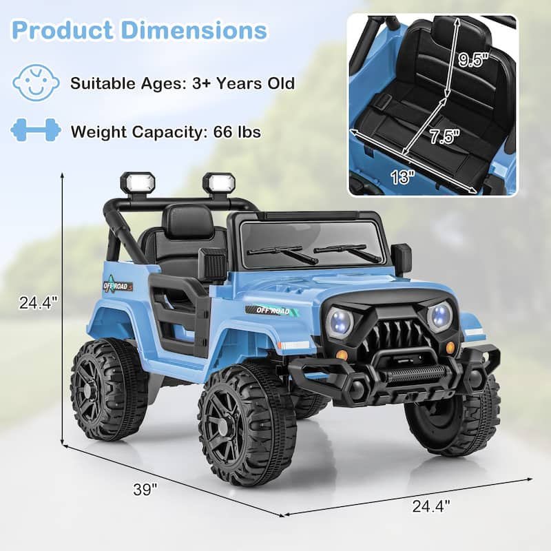 Gymax 12V Kids Ride on Truck Car w/ Remote Control Threaded Wheels 3